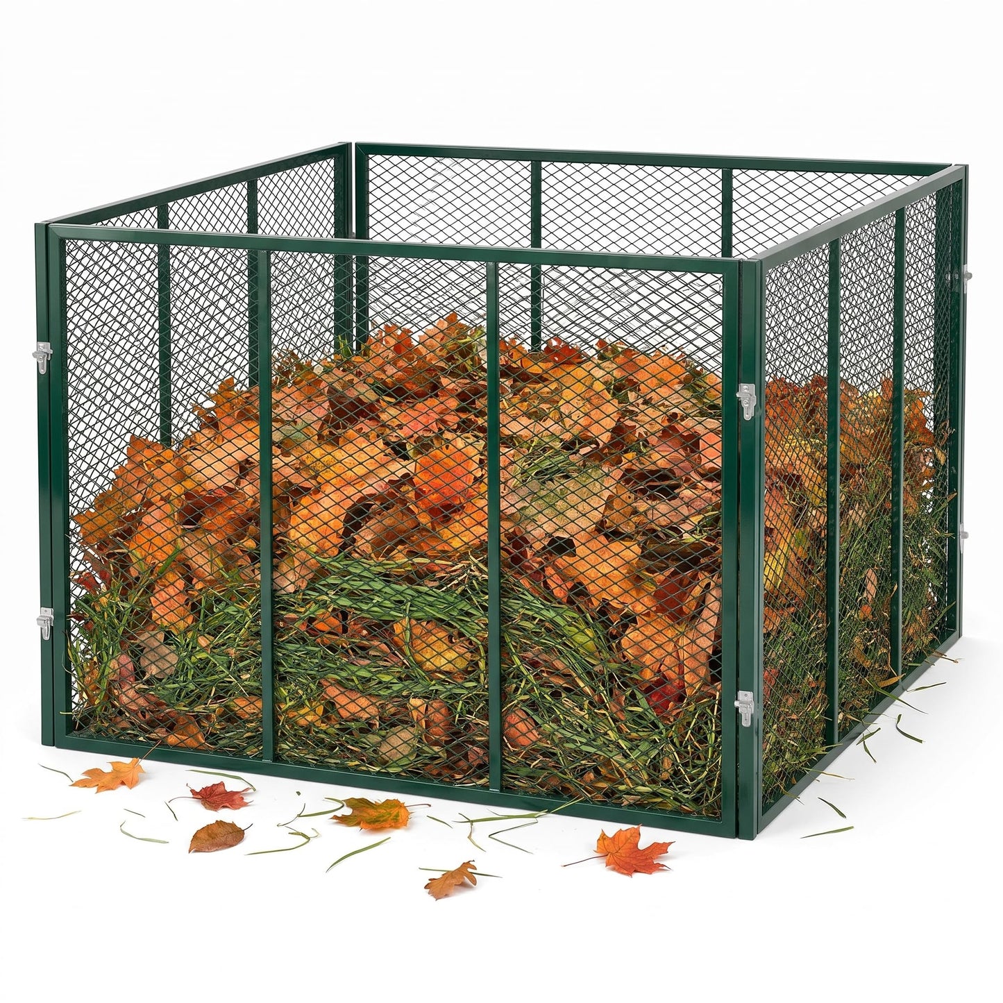 Dārza kompostētājs HomeLuxWorld metāla, cinkots, 750L, 100x100x75cm, zaļš
