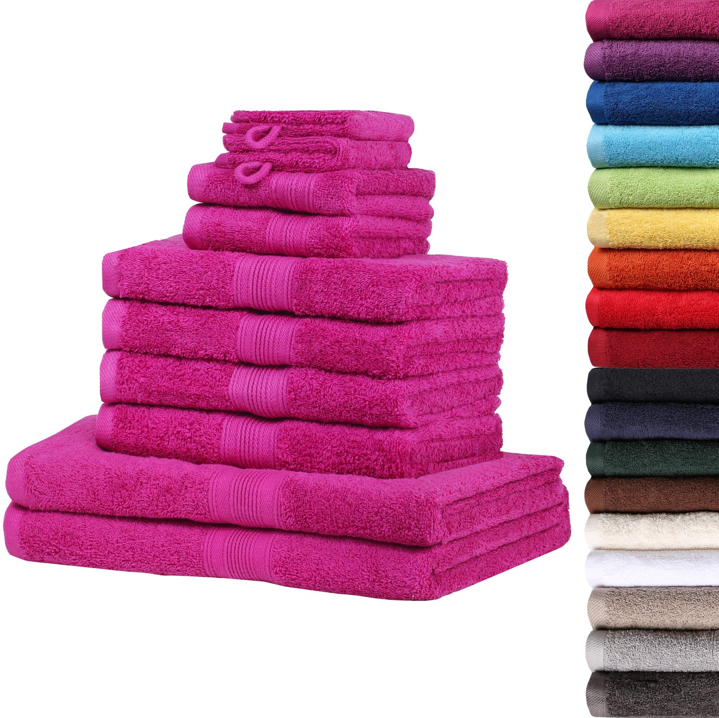 NatureMark 10 daļu frotē dvieļu komplekts, dažādi izmēri, 4 roku dvieļi, 2 vannas dvieļi, 2 viesu dvieļi, 2 mazgāšanas cimdi, premium kvalitāte, rozā
