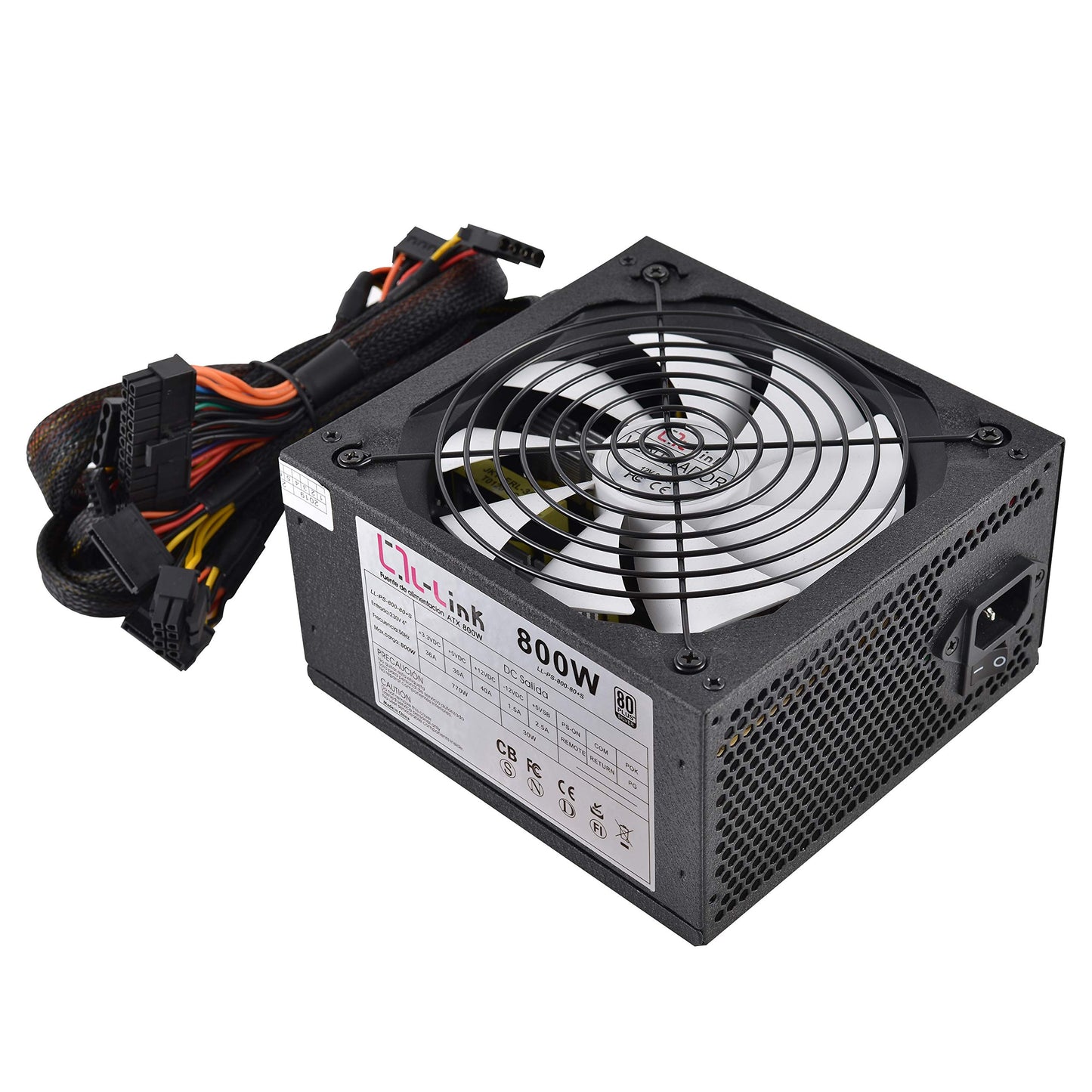 L-link ATX barošanas bloks 800W 80 Plus Silver LL-PS-800-80+S - High efficiency, reliable power supply, 80 Plus Silver certified.