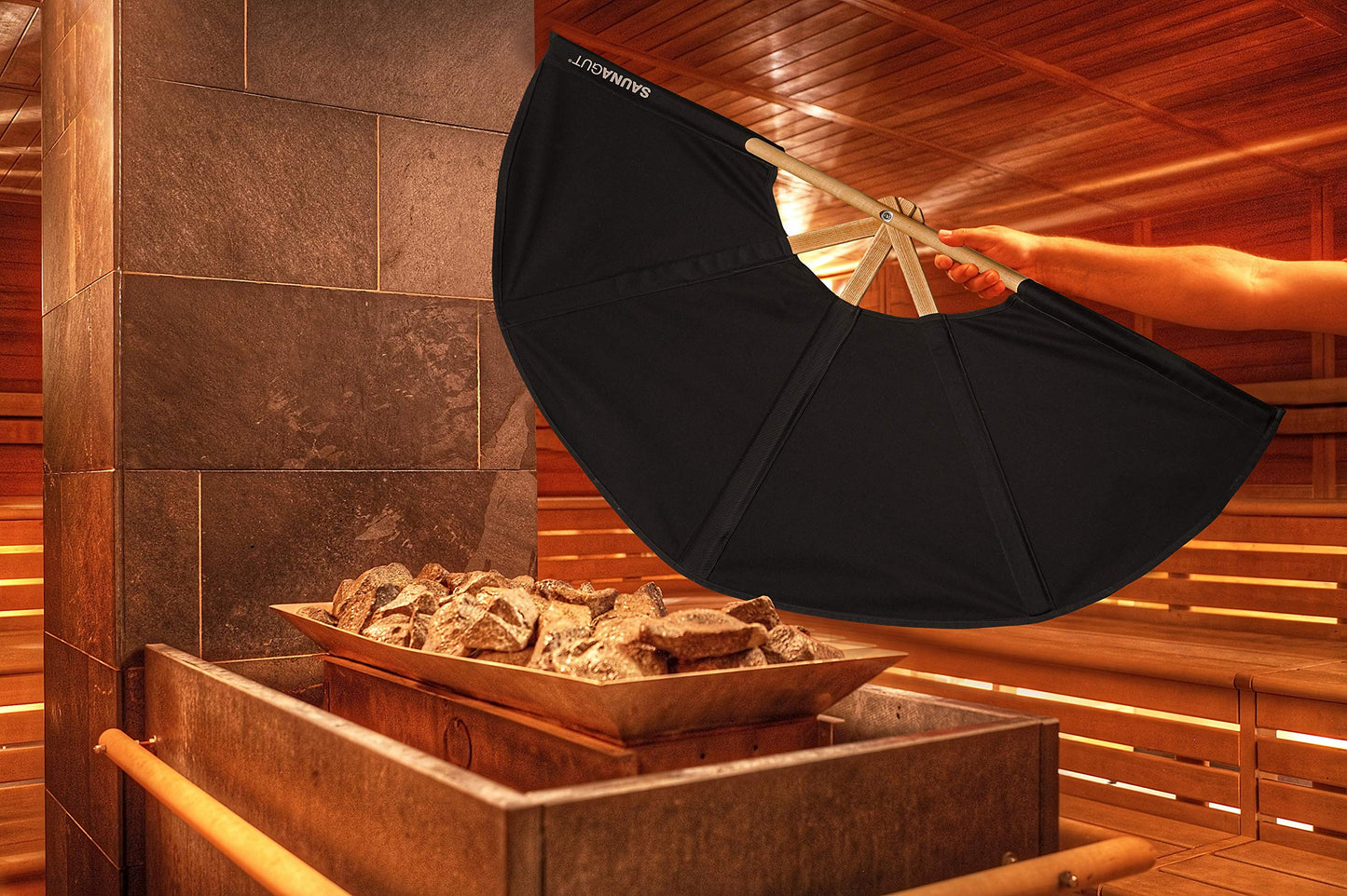Saunas vēdeklis SAUNAGUT® (MINI/KLEIN, melns)