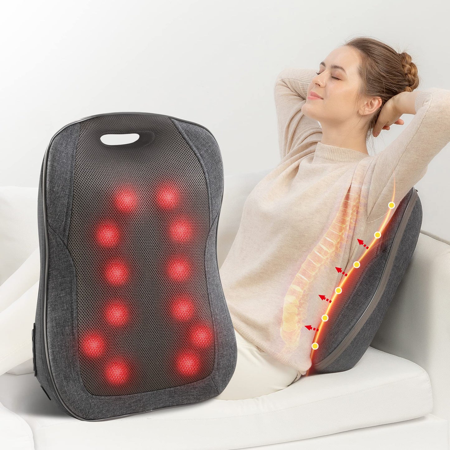 Muguras masāžas ierīce COMFIER Shiatsu ar sildīšanu, masāžas spilvens un sēdekļa pārklājs