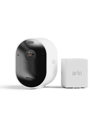 Arlo Pro 5 paplašināšanas komplekts ar papildu akumulatoru, uzraudzības kamera ārā WLAN, 2K+ HDR video, bezvadu, krāsu nakts redzamība, 160° skata leņķis, prožektors, divvirzienu audio, alarms, sirēna, drošības testa periods, balts