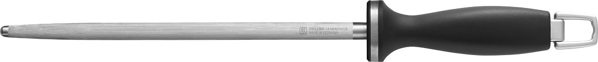 ZWILLING asināmais stienis no rievota, augsti karbonizēta un cieti hromēta tērauda, garums: 26 cm, plastmasas rokturis ar karabīni, melns [Ražots Vācijā]