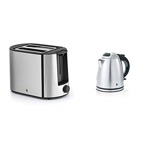 WMF Bueno Pro tosteris nerūsējošā tērauda, 2 šķēles, 6 brūnināšanas līmeņi, 870 W, matēts nerūsējošais tērauds & Stelio ūdens vārītājs nerūsējošā tērauda 1,2l, elektriskais ūdens vārītājs ar kaļķu ūdens filtru, 2400 W, matēts nerūsējošais tērauds