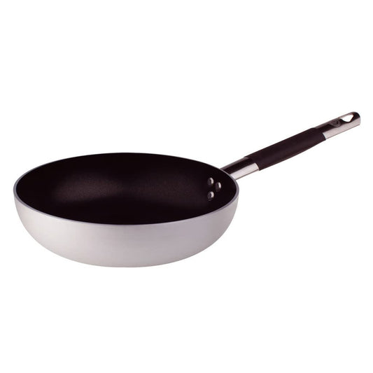 Pentole Agnelli Platinum panna scasata - 3mm thick, stainless steel Cool handle, 20cm, silver/black, no aluminum.