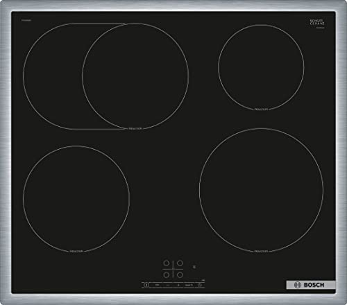 BOSCH PIF64RBB5E Indukcijas plīts virsma 4. sērija, autonomā stikla keramikas plīts virsma 60 cm plata, TouchSelect, cepšanas zona, PowerBoost, ReStart, apjozošais rāmis, melns