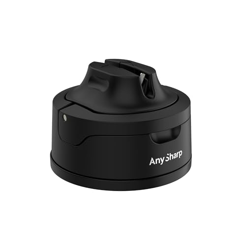 AnySharp Evo nažu asinātājs, brīvroku drošība, PowerGrip piesūcekņi, droša visu virtuves nažu asināšana, ideāli piemērots cietajam tēraudam un viļņotajam griezumam, pasaulē labākā kvalitāte, kompakts, melns