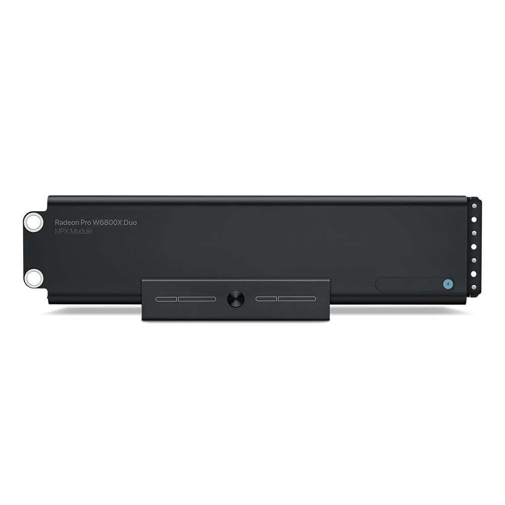 Apple Radeon Pro W6800X Duo MPX module - Dual GPU, 32GB GDDR6 memory, optimized for high-performance graphics tasks.