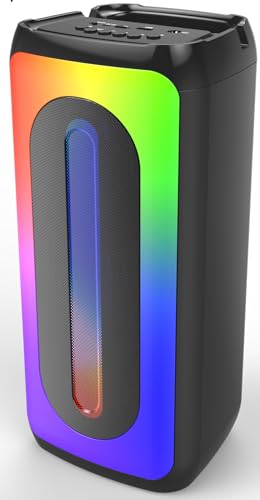 Majestic Flame 2 PRO - Bluetooth ballīšu skaļrunis, 9 LED gaismas efekti, USB/microSD/MIC ieejas, tālvadības pults, vadu mikrofons, uzlādējama akumulators, TWS funkcija, rokturis