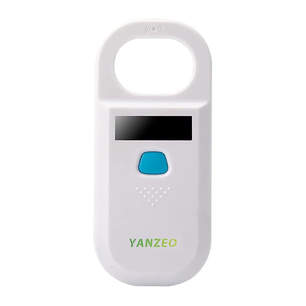 Yanzeo mājdzīvnieku mikroshēmu skeneris, RFID EMID dzīvnieku rokas lasītājs, 134.2kHz mājdzīvnieku ID skeneris ar uzlādējamu akumulatoru, mājdzīvnieku mikroshēmu reģistrācijas ierīce, FDX-B birku skeneris (ISO 11784/11785)
