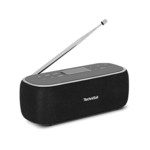 TechniSat VIOLA BT 1 - portatīvais Bluetooth skaļrunis ar DAB+ digitālo radio (FM, DAB, pulkstenis, modinātāja taimeris, iecienītāko saglabāšana, LCD, brīvroku funkcija, AUX-in, akumulators, USB-C uzlādes kabelis, 6W) melns/ pelēks