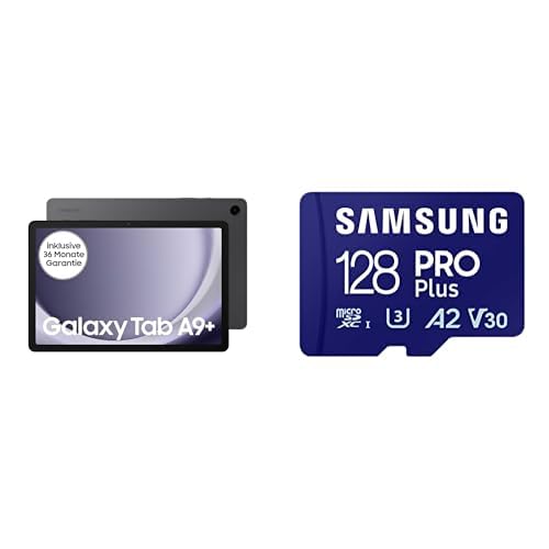 13. Samsung Galaxy Tab A9+ Wi-Fi Android planšetdators, 64 GB atmiņa, grafīta krāsā, iekļauta 3 gadu ražotāja garantija [Ekskluzīvi pie Amazon] + PRO Plus microSD karte + SD adapteris, 128 GB, MB-MD128SA/EU