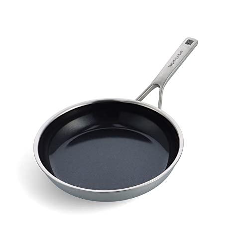 KitchenAid Multi-Ply Stainless Steel Frying Pan - 24cm, PFAS-free ceramic non-stick, induction compatible, silver