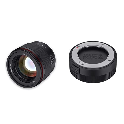 Samyang AF 75mm F1,8 Fuji X + Lens Station - Autofokusa pilna formāta un APS-C portreta objektīvs, īpaši mazs un viegls, pielāgojams slēdzis, laika apstākļu aizsardzība, Fuji X Mount kamerām X-T4 X-T30 X-Pro 3 utt.