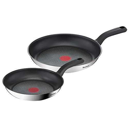 Tefal G726S204 komplekts - nerūsējošais tērauds, 24 cm un 28 cm, 2-daļīgs, Comfort Max, melns/sudrabs, pannas.