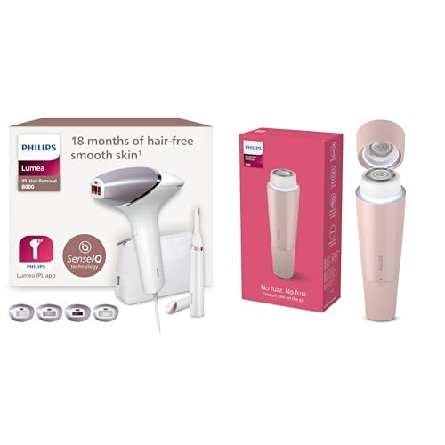 Philips Lumea IPL 8000 sērijas matu noņemšanas ierīce, alternatīva lāzera epilācijai ar precīzo trimmeri, 4 uzgaļi + Philips sejas matu noņemšanas ierīce 5000 sērija