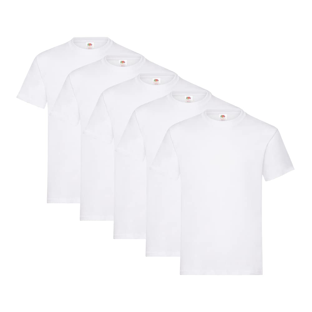 Vīriešu T-krekli 5 gab. Fruit of the Loom Heavy Cotton Tee Shirt, Regular Fit, balti, L