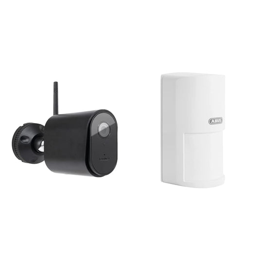 12. ABUS WLAN āra kamera (PPIC44520B) & bezvadu kustību sensors Smartvest bezvadu trauksmes sistēmai | telpu uzraudzība | bezvadu montāža | ar baterijām | balta | 38829
