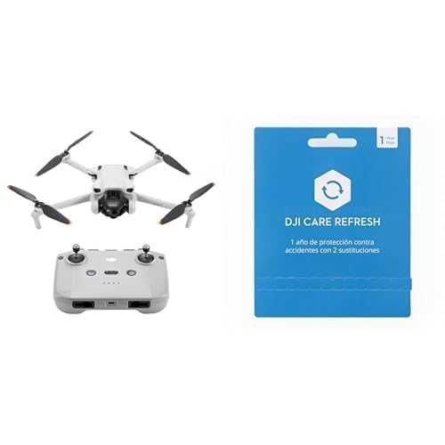 18. DJI Mini 3 + DJI karte DJI Care Refresh 1 gada plāns (DJI Mini 3) – viegla un salokāma mini kameru drons ar 4K HDR video, 38 minūšu lidojuma laiks, īstas vertikālas uzņemšanas un inteliģentās funkcijas, C0