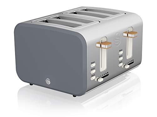 Swan ST14620GRYN Ziemeļu tosteris ar 4 šķēlēm, 1500 W, šīferpelēks