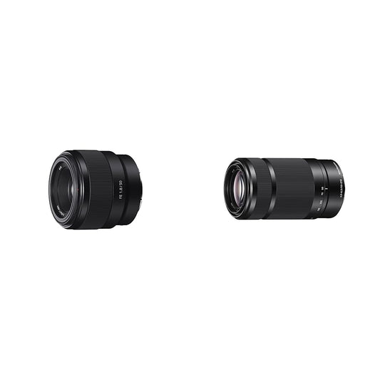 Sony SEL-55210 tālummaiņas objektīvs melns un SEL-50F18F standarta objektīvs melns