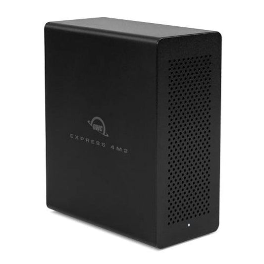OWC Express 4M2 - 4-slot M.2 NVMe SSD enclosure with SoftRaid XT for enhanced data management.