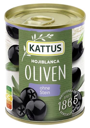 Melnās Hojiblanca olīvas bez kauliņiem Kattus, 85 g bundžā