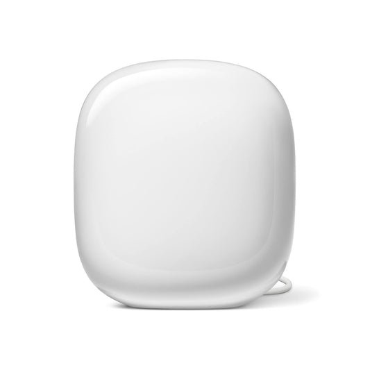 Google WiFi Pro – Wi-Fi 6E Uzticams mājas Wi-Fi sistēma ar efektīvu pārklājumu Tavam mājoklim Mesh-WiFi maršrutētājs Sniegs, GA03030-EU, 1 iepakojums