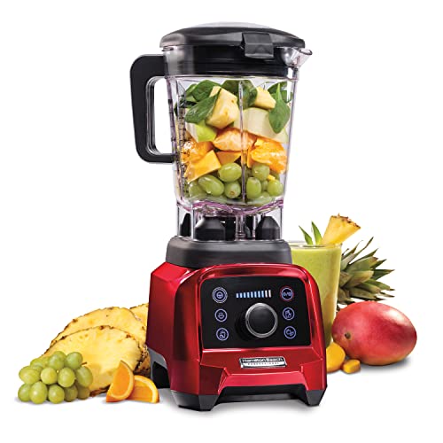 Hamilton Beach Professional Blender - 1.8L glass jar, 1400W, 4 programs for soup, smoothies, ice crushing, red.