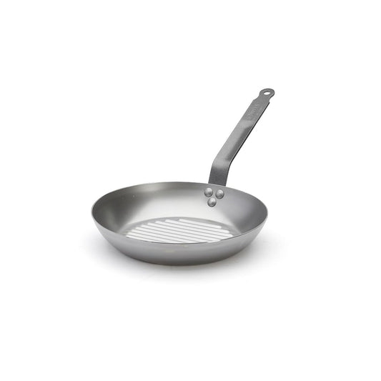 De Buyer 5530.26 grilēšanas panna - 26 cm, lentveida tērauda rokturis, metālisks sudrabs, ideāla grilēšanai.