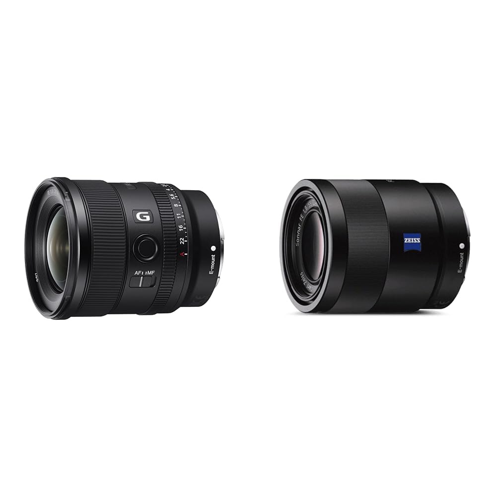 Sony SEL-20F18G pilna formāta E-mount objektīvs (FE 20mm F1.8, ultra platleņķa, viegls), melns & SEL-55F18Z Zeiss standarta objektīvs