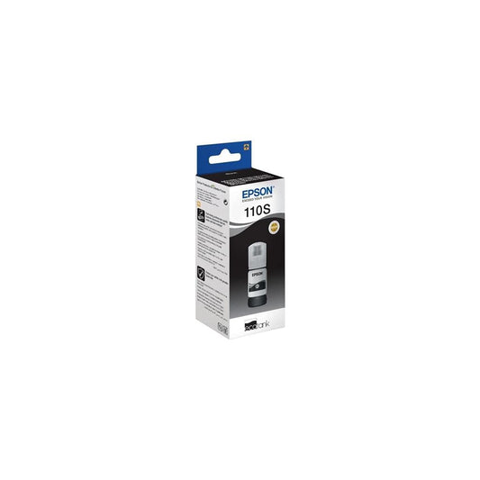 Epson INK/110S ECOTANK - Black pigment ink bottle for high-quality printing and long-lasting performance.