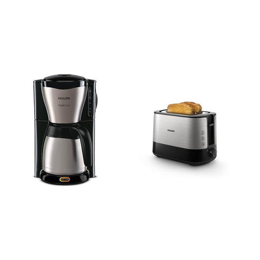Philips HD7546/20 Gaia filtrējošā kafijas automāts ar termo kannu, melns/metāls un HD2637/90 tosteris, plastmasa, melns/nerūsējošais tērauds