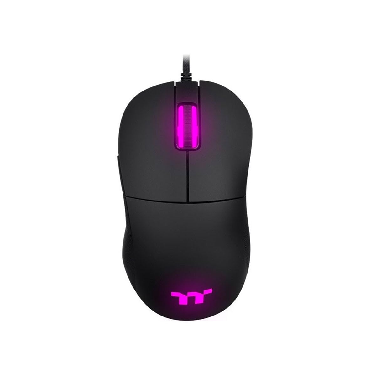 Thermaltake GMO Damysus RGB - Black wired gaming mouse with customizable RGB lighting and ergonomic design.