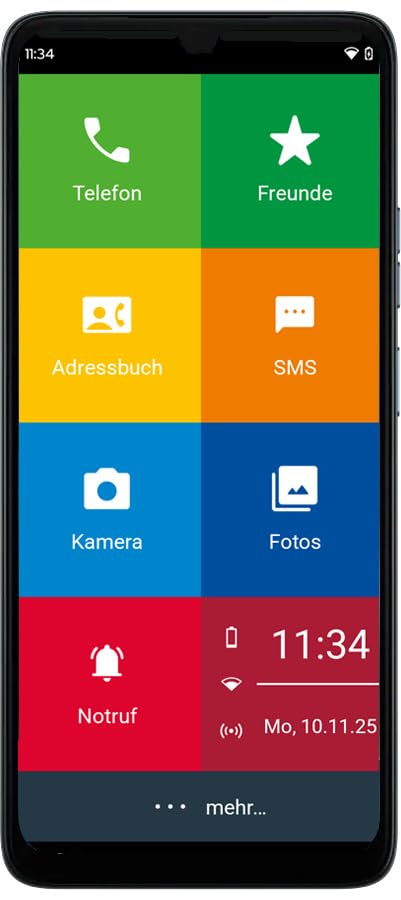 Senioru viedtālrunis EinfachFon Senior – vienkārša lietošana, lielas pogas, SOS zvans ar GPS, kamera, lupa, saderīgs ar dzirdes aparātiem
