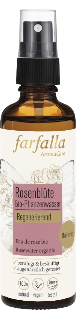 Rožu ūdens farfalla - 100% dabīgs rožu hidrolāts, atjaunojošs, 75ml, caurspīdīgs
