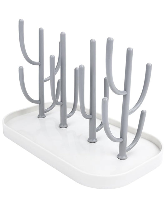 Žāvēšanas statīvs bērnu pudelītēm, Vertical Baby Bottle Drying Rack, ar notekpaplāti, noņemams, BPA nesaturošs pudelīšu, knupīšu, krūzīšu un piederumu žāvēšanai, pelēks