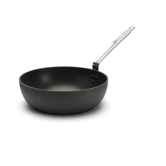 DE BUYER Sautēšanas panna - izliekta, nelipīga, alumīnija, 28 cm diametrā, melna, matēta melna.