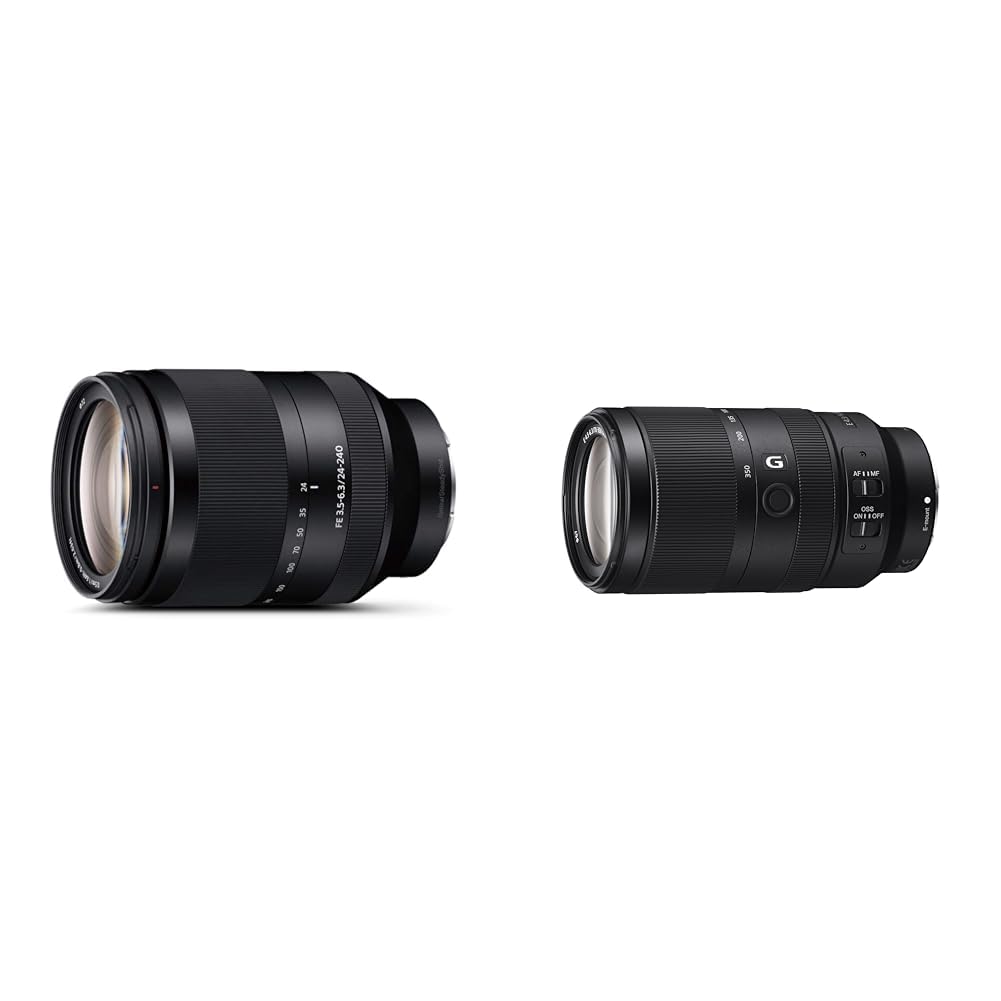 Sony FE 24-240 mm f/3.5-6.3 OSS | Pilna formāta, plaša leņķa, zoom objektīvs (SEL24240) & E 70-350mm f/4.5-6.3 G OSS | APS-C, super telezoom objektīvs (SEL70350G)