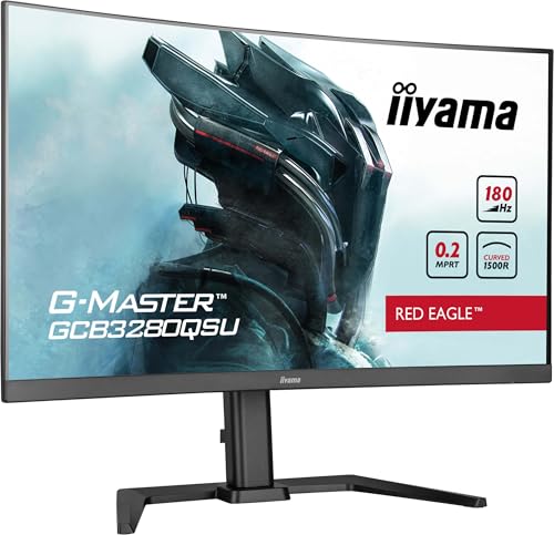 iiyama G-Master Red Eagle GCB3280QSU-B2 - 31.5" 1500R curved VA LED gaming monitor, WQHD, 180Hz, HDR, height adjustable, black
