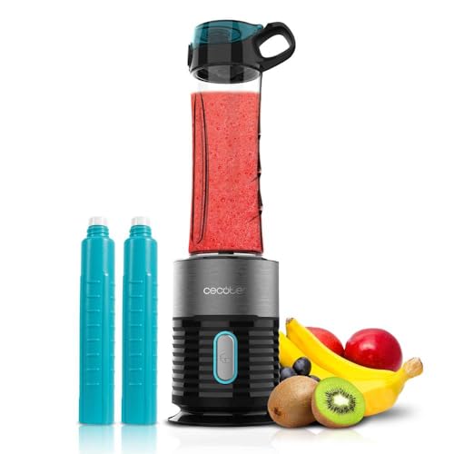 Cecotec Power Titanium 650 EasyGo Inox - 650W, 4-blade black titanium mixer with 2 cooling tubes and 2 durable 600ml cups.