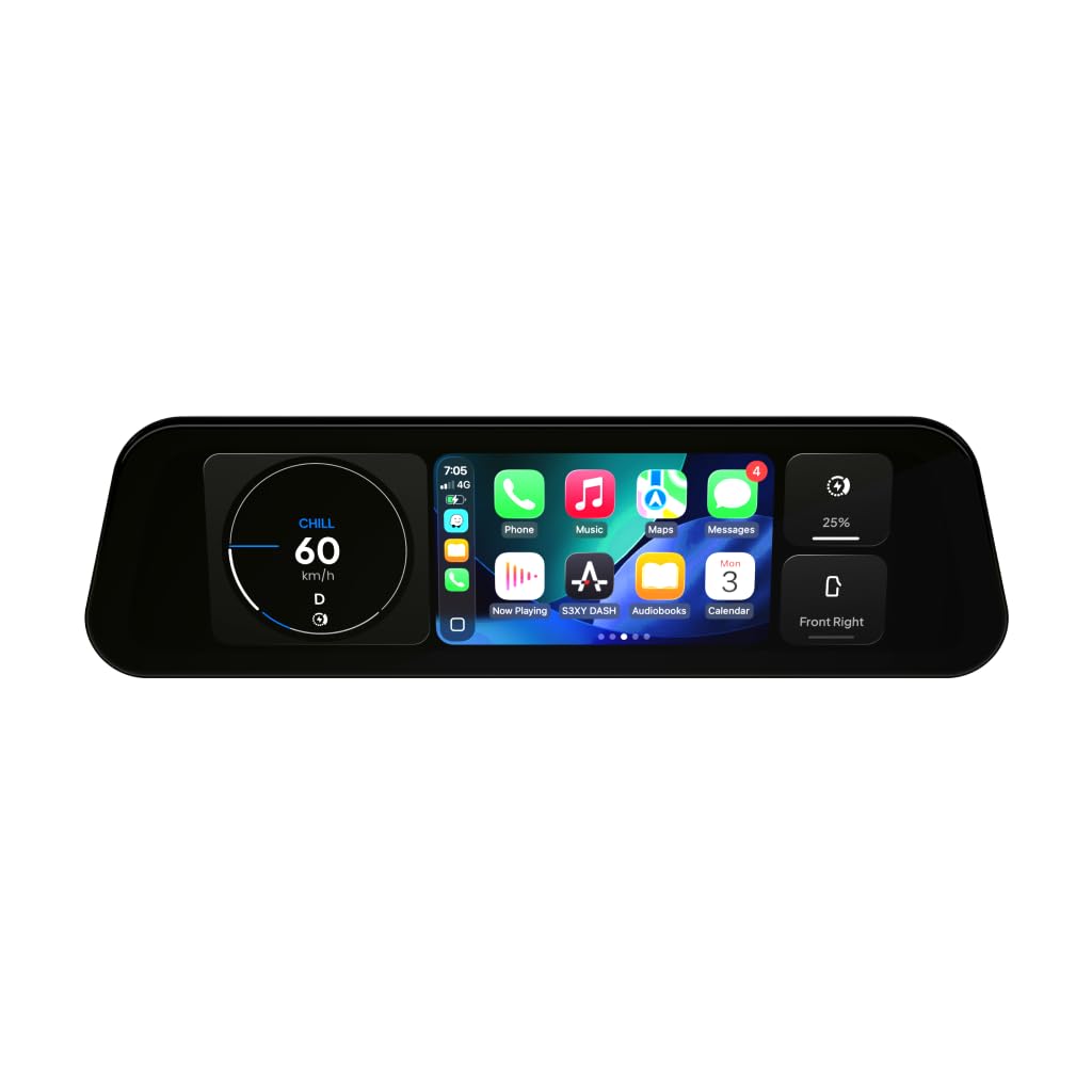 Tesla instrumentu panelis Enhance S3XY Dash 9,6 collu QLED skārienekrāns ar pretatspīduma pārklājumu, Head-up displeju, CarPlay un Android Auto, bez Commander