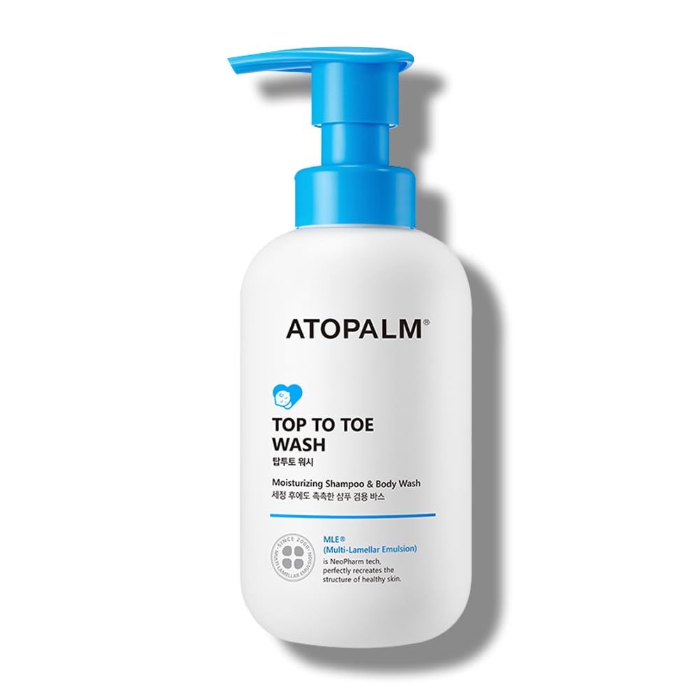 ATOPALM Top to Toe Baby Wash & Shampoo 300ml ar pantenolu, bez sulfātiem, pH līdzsvarots, maigs mazgāšanas līdzeklis no galvas līdz kājām jutīgai ādai