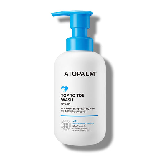 ATOPALM Top to Toe Baby Wash & Shampoo 300ml ar pantenolu, bez sulfātiem, pH līdzsvarots, maigs mazgāšanas līdzeklis no galvas līdz kājām jutīgai ādai