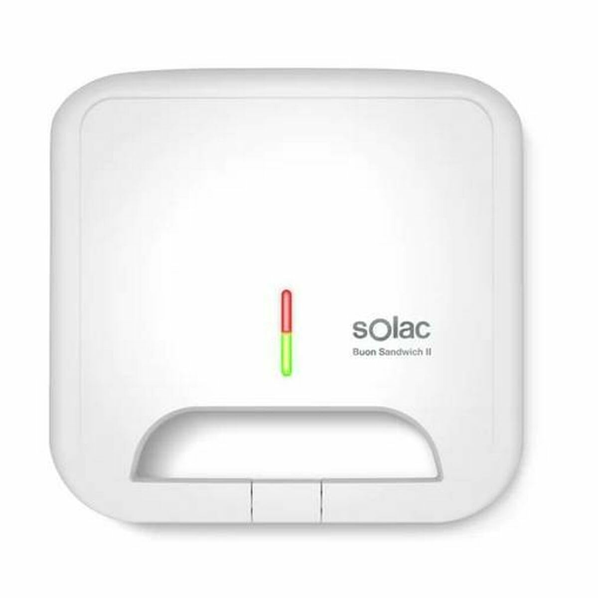 Solac - Sviestmaizīšu gatavotājs Buon Sandwich II | 2 sviestmaizes | 750W | Plāksnes ar nelipīgu pārklājumu | Viegli tīrāms | Kompakts | Vienmērīga grauzdēšana | Darbības kontroles gaisma | Balts