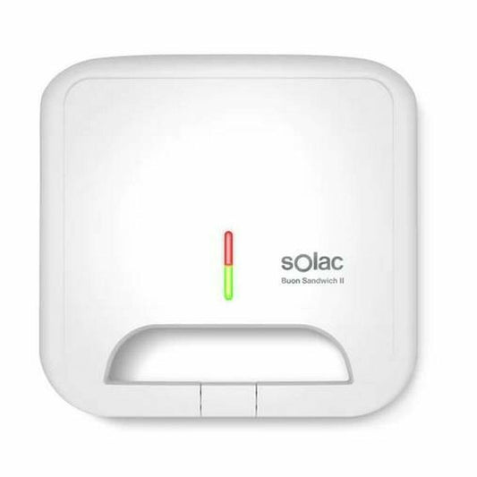 Solac - Sviestmaizīšu gatavotājs Buon Sandwich II | 2 sviestmaizes | 750W | Plāksnes ar nelipīgu pārklājumu | Viegli tīrāms | Kompakts | Vienmērīga grauzdēšana | Darbības kontroles gaisma | Balts