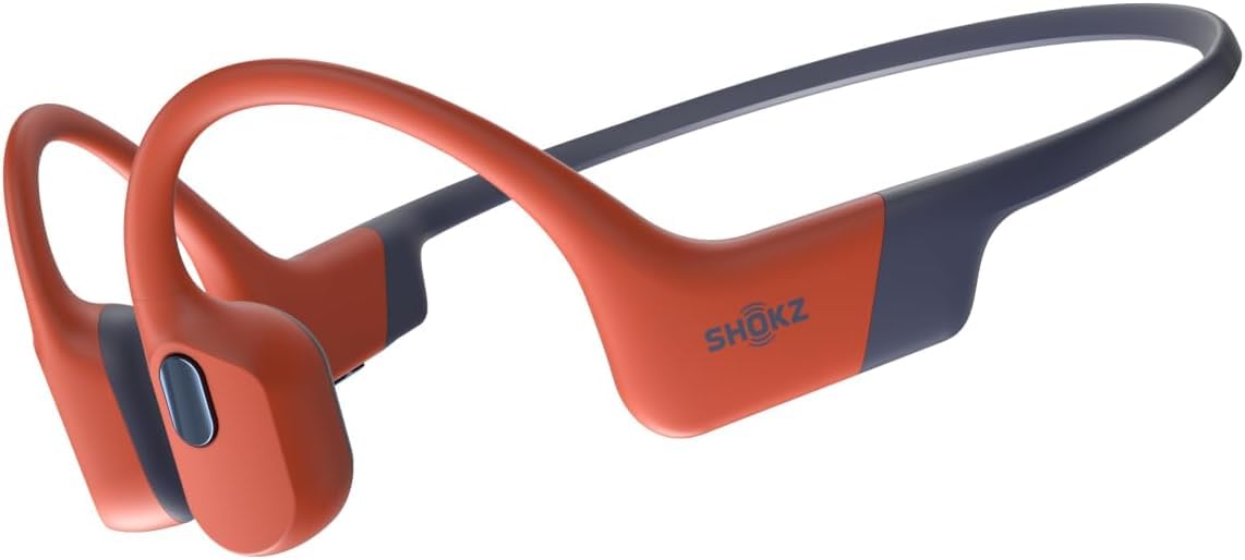 Shokz OpenSwim Pro Red - Waterproof bone conduction headphones with 16GB storage and long battery life.