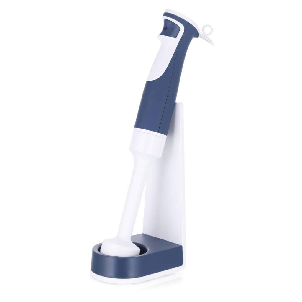 Emerio rokas blenderu komplekts, ieskaitot statīvu, bez BPA, Šveices dizains, 1-pirksta ātruma kontrole, augstas jaudas DC motors, 500 vati, HB-114248.2, balts / zils