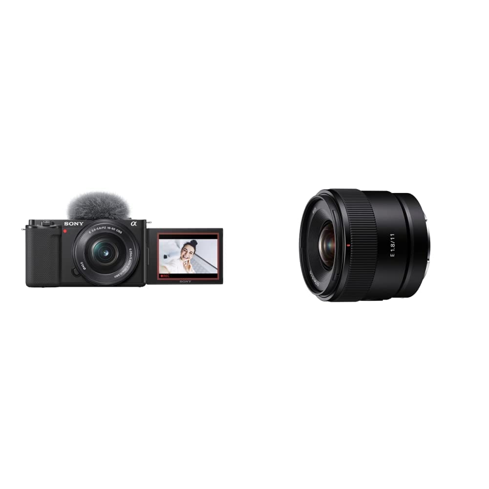 Sony Alpha ZV-E10L | APS-C bezspoguļu maināmo objektīvu Vlog kamera (pagriežams ekrāns vlogging, 4K video, reāllaika acu autofokuss), melns + APS-C platleņķa objektīvs ar fiksētu fokusu