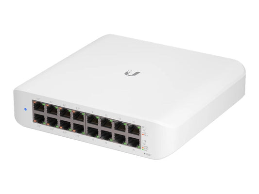 Ubiquiti UniFi Switch USW-Lite-16-PoE, 16 portu Gigabit Ethernet, 8x PoE+, montāža pie sienas